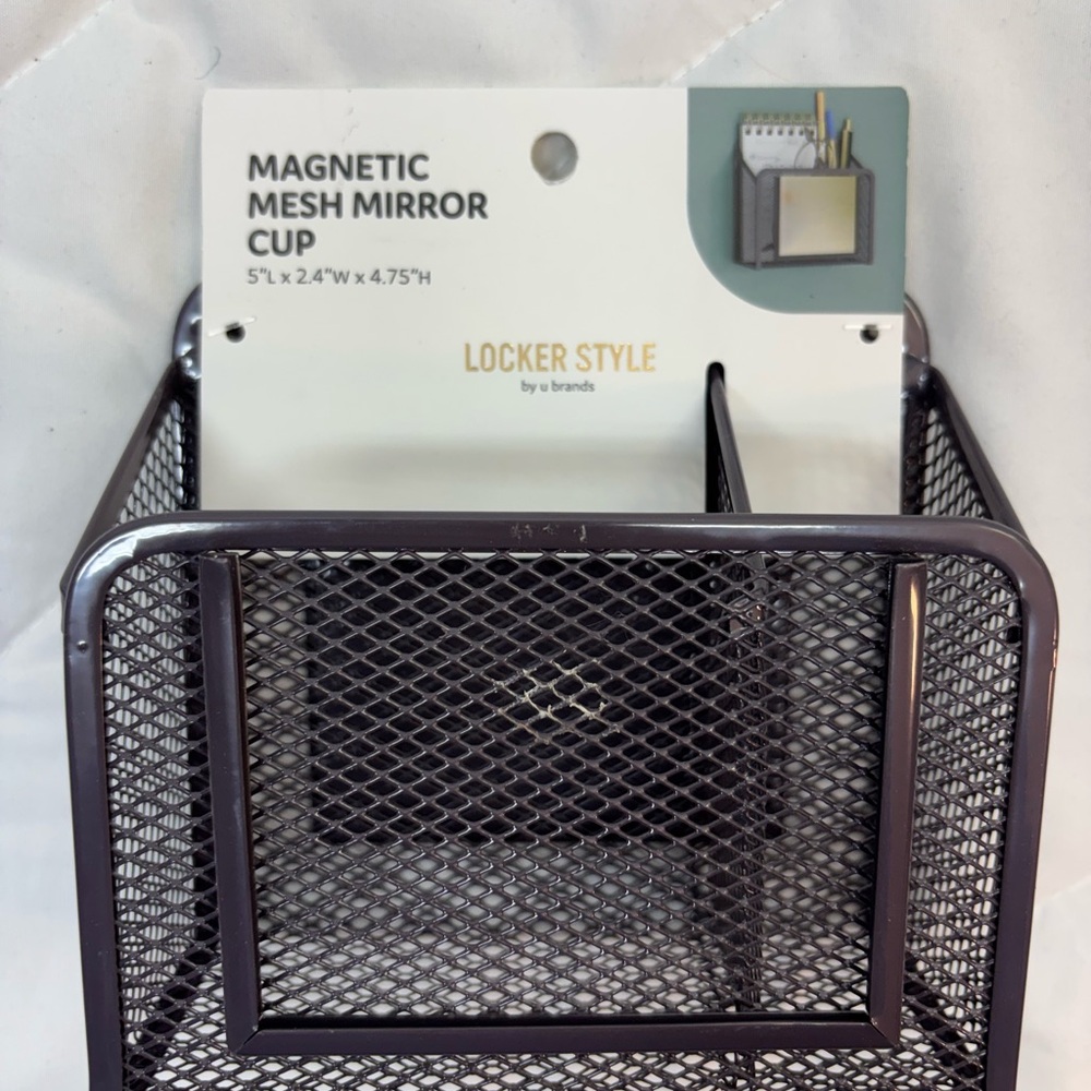 New Black U Brands Locker Magnetic Mesh Mirror Cup, 5.71 x 2.4 x 5 in - Picture 2 of 3